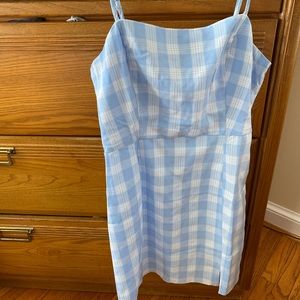 Nordstrom BP Blue White Lola Plaid Spaghetti Strap Mini Dress